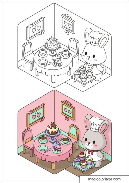 Tea room coloring page