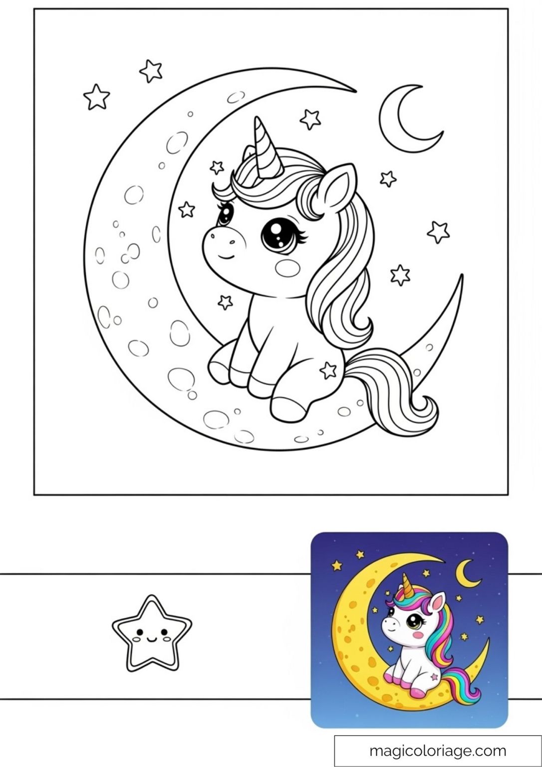 dessin-de-licorne-sur-lune-tincelante-colorier