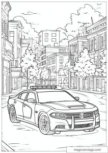 Voiture dans une rue urbaine avec immeubles