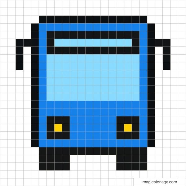 Pixel art bus bleu rétro