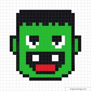 Pixel art Frankenstein vert