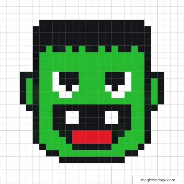 Pixel art Frankenstein vert