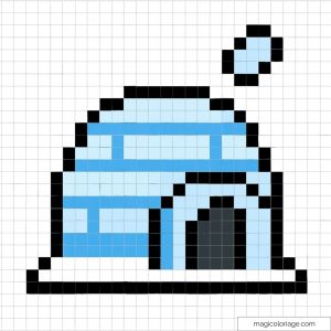 Pixel art igloo sur fond de nature