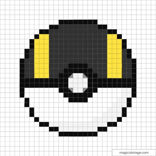Pixel art de l'Hyper Ball Pokémon avec couleurs noir