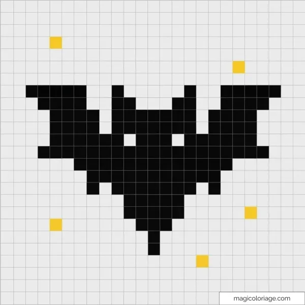 Pixel art de chauve-souris noir et jaune