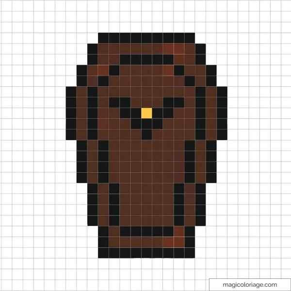 Pixel art hibou marron avec motif noir