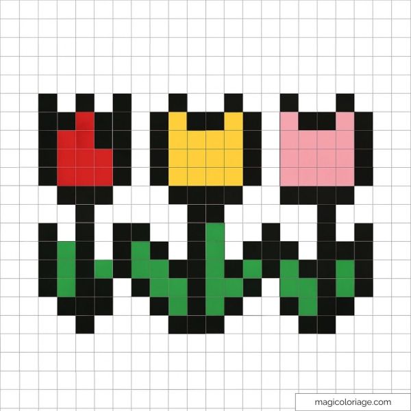 Pixel art tulipes rouges