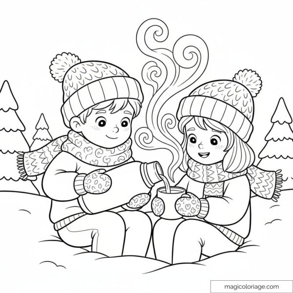 Children in sweaters and hats