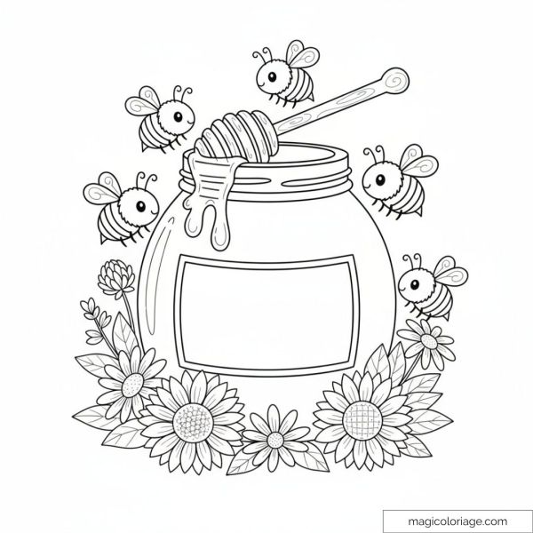 Bee coloring pages, free printable drawings