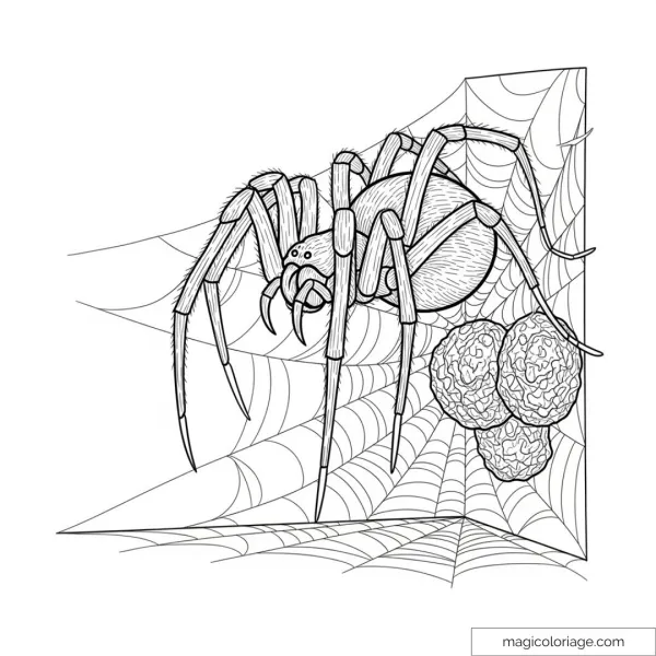 Spider on web with eggs