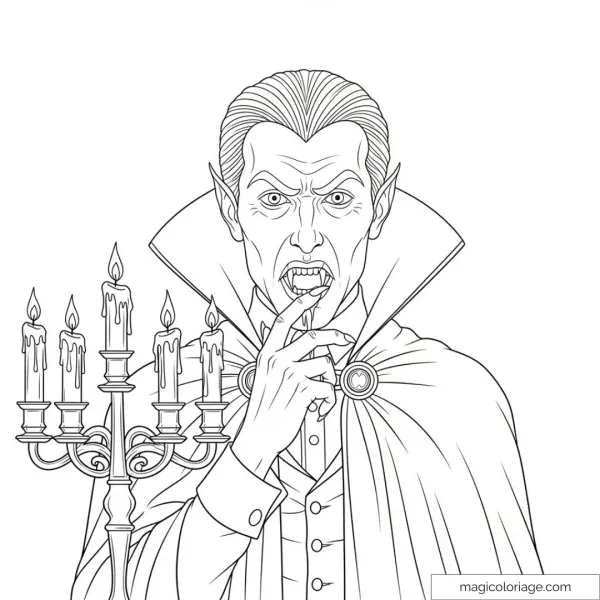 Vampire with candlestick coloring page